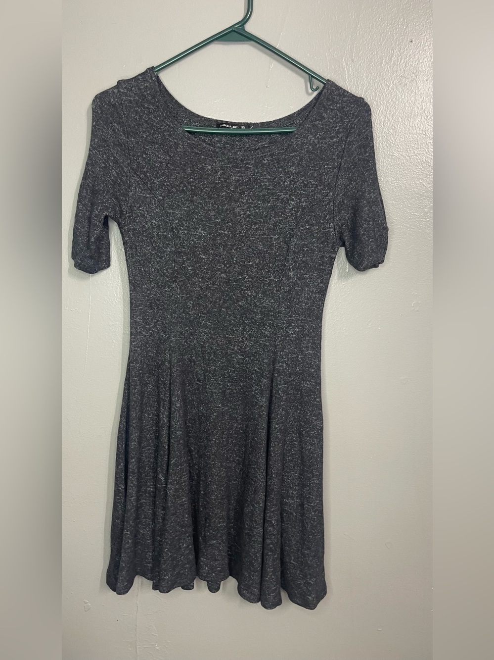 Popular Basics Womens Small Gray Marled Fit Flare Skater Dress Stretch